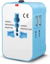 rts High Speed Travel Essentials Wall Charger Dual USB Universal Travel Adapter International Minden egy Worldwide Travel Multi Plug Adapter USA Egyesült Királyság AUS Cell Phone Laptop Smart Phone (Blue)