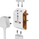 GM 6AMP 3- Pin Multiplug Travel Adapter Universal Socket 124; Támogatók 2- Pin & 3- Pin Plugs