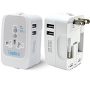 Ceptics Universal Japan Travel Adapter, 3 in 1 India to Japan Plug Adapter, Universal Travel kiegészítők 2 USB 2.4A, 100- 250 Voltage Travel Charger, Universal Charger Adapter, White