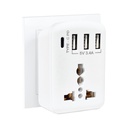 MX 5- in1 MultiPort Adapter Cordless Exploitment Board 124; Universal AC Socket, 1 x Type C, 3 x USB, 2500W Output, 15W USB C & 3.4A USBA PD Charging Output, Ideal for Tight Spaces, Travel Adapter