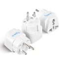 Ceptics India to Israel, Gaza, Palestine & More (Type H) Travel Adapter Plug - CE Certified - RoHS Compliant - White Color - 3 Pack (GP-14-3PK)