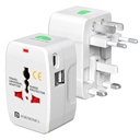Portronics Juicemate Go Pro Universal Travel Adapter 12W Type C & Dual USBA output Port, All in One International Travel Fast Charging Adapter, Alkalmas 190 + Országok US, UK, EU, AUS, stb (Black)