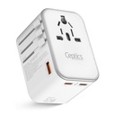 Ceptics TravelAdapter 4 in 1 65W Universal Travel Adapter with Type C - India to International Travel Adapter Plug Socket, 1 x USB, 2 x USB- C (3.1A) Fast Charging, 10 Years Garanty - White