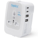 Ceptics Universal Charger Adapter, 5 in 1 Universal Travel Adapter, Type C, 17W Universal Travel Adapter All in One, Universal Travel Essentials with 2 USB A, 2 USB- C 3.4A Universal Adaptor, White