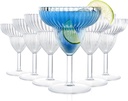 Set of 6 Acrylic Margarita Glasses, 14 Oz Plastic Stemmed Cocktail Glasses, Clear Ribbed Margarita Glassware Shatterproof, Reusable Goblet Cups for Tequila Spicy Martini, Party Bar Wedding