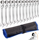 Flexible Ratchet Wrench Set 12pcs 8-19mm Spanner Gear Ring Ratcheting Combination Flexi Wrench Kit Metric Flex Head