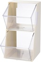 9.8 In Plastic Clear Tea Bag Organizer Coffee Display Shelf Storage Container Organizer Holder for Kitchen Cabinets Countertops Pantry Hold Coffee Pods Sugar Packets Condiments(White)