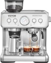 VEVOR Espresso Machine Built-in Grinder, 15 Bar Semi-Automatic Espresso Coffee Maker with Milk Frother Steam Wand, PID Control System for Cappuccino, Latte, Machiato