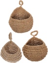 3pcs Wall Hanging Basket for Kitchen Storage Bohemian Style Jute for Fruits and Vegetables for Home Dining Room Bathroom Organization