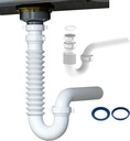 Flexible P Trap for Bathroom Sink, Flex Drain Pipe for Bathroom Sink Drain Kit and Kitchen Sink Drain Kit, 1-1/2" or 1-1/4" Expandable Sink Trap, Slip Joint or Direct Connection 1/2 Inch P Trap Kit