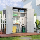 Aoxun Outdoor Resin Storage Shed with Metal Shelving Kit & Floor, 64 Cu.Ft Vertical Waterproof Storage Cabinet for Garage, Pool, Bike, Garden Tools, Patio Furniture (White)