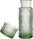 Bedside Water Carafe and Glass Set with Cup Lid, Mouthwash Dispenser – 21.6 Oz Cup and Bottle with 6 Oz Tumbler, Beverage Serveware Carafe for Water, Iced Tea, Juice, Beverage (Green)