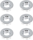 Wealrit 6 Pcs Bathroom Sink Basin Trim Ring Sink Overflow Cover Brass Insert in Hole Round Sink Overflow Caps(Chrome)