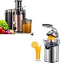 QCen 500W Juicer Machine Metallic Rose Gold and Electric Citrus Juicer Squeezer Bundle