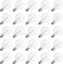 Meconard G40 1.57 Inch Led Replacement Light Bulbs, E12 Screw Base Shatterproof LED Small Globe Light Bulbs for Outdoor String Lights, 1Watt Equvalent to 5 Watt Incandescent Bulbs, Warm White, 25Pack