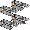 Qualirey 2 Pcs Humane Rat Trap Chipmunk Rodent Mouse Squirrel Trap Small Live Animal Mouse Voles Hamsters Live Cage Rat Cage for Mice Easy to Catch and Release (9.1 x 4.5 x 4.5 Inches,Black)