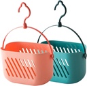 2Pcs Hanging Wall Storage Basket for Bathroom and Kitchen Drainage Design for Ginger Garlic and Vegetables Decorative Fruit Basket in Pink and Saving Organizer with Air Circulation
