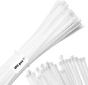 12" White Zip Cable Ties (100 Pack), 40lbs Tensile Strength, Heavy Duty, Self-Locking Premium Nylon Cable Wire Ties for Indoor and Outdoor by Bolt Dropper (White)