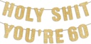 60th Birthday Banner - Gold Glitter, 60th Birthday Decorations for Men, Funny 60 Year Old Party Sign for Him, 60 Party Decor for Women