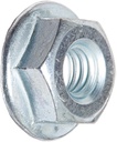 Grade 2 Steel Hex Flange Nut, Zinc Plated Finish, Self-Locking Serrated Flange, ASME B18.2.2, 3/8"-16 Threads, 0.562" Width Across Flats, 0.347" Overall Height (Pack of 100)