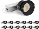 Adetu 2 Inch 5CCT Black Anti-Glare LED Recessed Ceiling Light with Junction Box, 2700K/3000K/4000K/5000K Selectable, CRI90+, 8W, 840LM, Dimmable Canless Water Downlight-ETL&FCC (Black, 12 Pack)
