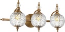 Brushed Gold Bathroom Vanity Light Fixture Vintage Style - 3 Light G9 Bulb Compatible, 23" Wide Bathroom Lighting Over Mirror with Hand-Etched Glass Shades, Easy Mount for Makeup Area