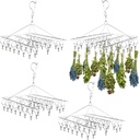 4-Piece Hanging Herb Drying Rack - Stainless Steel with 30 Hooks, Space-Saving for Fresh and Aromatic Herbs