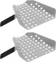 Nurnesy 2pcs Popcorn Scoop for Popcorn Machine,Stainless Steel Popcorn Scoop with Removable Handle, French Fry Bagger Scoop Chip Popcorn Bagger Fries Scooper with 4mm Hole for Fast-Filling