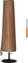 Patio Umbrella Cover, Waterproof Outdoor Umbrella Cover for 9-11 Feet Umbrellas, with Zipper, Cinch, Buckle, and a Rod, 420D Oxford Fabric, Brown