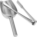 BESTOYARD 2-Piece Stainless Steel Ice Tongs and Scoop Set for Candy Ice Balls and Kitchen Use Heavy Duty Metal for Parties and Buffets