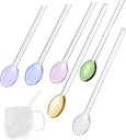 Luxshiny 6pcs Elegant Glass Spoons Iced Tea Espresso Honey Dessert Mixing Soup Serving Stirring Utensils