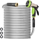 Gardentime 50FT Metal Garden Hose Stainless Steel Heavy Duty Lightweight Flexible Water Hose with 3/4” Fitting 10 Function Nozzle Leak Puncture Proof, No Kink & Tangle, Durable Outdoor Pipe Yard Lawn