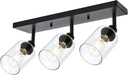 VINLUZ 3 Light Metal Bathroom Lighting in Black Finish Interior Wall Mounted Lights Multi-Directional Rotating Metal Ceiling Mount Fixture with Clear Glass Industrial Spotlight for Kitchen Foyer