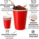 Durameg 16 oz Red Plastic Cups [100 Pack] – Disposable Polystyrene Party Cups | BPA-Free, Crack-Resistant | Fits Dome, Flat & Strawless Lids | Holiday Drinkware for Events