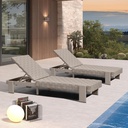 PURPLE LEAF Patio Lounge Chair Modern Luxury Outdoor Chaise Lounge 2 Pieces with Adjustable Backrest PU Leather Style Chaise Lounge Chairs for Pool Garden Backyard Beach, Tapue