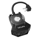 Outdoor Timer Outlet Waterproof, 24 Hour Mechanical Light Timer Outdoor, 2 Grounded Outlets for Home and Garden, 15A 1/2HP, Heavy Duty, ETL Listed (1 Pack) (1 Pack)