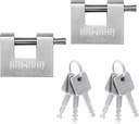 71/60-2PS Stainless Steel D-Shaped Padlock with Stainless Steel Key for Garage Door, Containers, Shed, Locker and Warehouse (2-3/4 inch, Keyed Alike - 2 Pack)