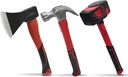 3 Piece Hammer Set, 14" Camping Axe, 680g Claw Hammer, 20oz Rubber Mallet, Hammer Set Mechanic, Rubber Mallet Set, Suitable for Family, Camping, Stakes, DIY