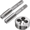 uxcell 3pcs Metric Hand Tap & Die Set, M12 x 1.5 Taper/Bottom Thread Taps + Round Die, Tap and Die Kit Hand Threading Tapping Tools for Repair