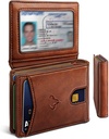 BULLIANT Men Wallet, Slim Leather Wallet Front Pocket Card Holder Gift For Men 11 Slots RFID Blocking