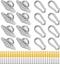 8 Pack 2.31 Inches Pad Eye Hooks,304 Stainless Steel Pad Eye Hanging Hooks for Porch Swing Hang, Heavy Duty Hanging Hardware with Screws for Outdoor/Indoor Use. Sliver