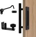Orgerphy Black 12 Inch Barn Door Handle with Latch and Adjustable Floor Guide Kit | Heavy Duty for All Sliding Barn Door | Flat Bottom Easy to Install | 8 Setup Options for DIYers …