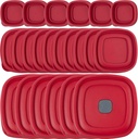 Replacement Lids for Rubbermaid Food Storage Containers - Includes 22 Lids: (6) Fits 1/2-Cup, (10) Fits 1.25-Cup, and 2-Cup Sizes, (6) Fits 3/5/7 Cup Sizes (Red)
