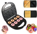 Donut Maker, 3 in 1 Electric Sandwich Waffle Machine, Panini Dessert Toaster with 3 Removable Non Stick Baking Plates，750W interchangeable Iron Set, For Breakfast and Afternoon Tea Use
