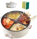 Four Grid Multifunctional Stew Pot,2000W Electric Hot Pot 6L Large Capacity Four Compartment Cooking Pot Quick Boil Smart Safety Features Nonstick Design Ideal for Family Meals and Gatherings