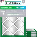 Filterbuy 16x20x1 Air Filter MERV 8 Essential Dust & Allergy Defense (4-Pack), Electrostatic Pleated HVAC AC Furnace Filters Replacement, Made in USA (Actual Size: 15.50 x 19.50 x 0.75)