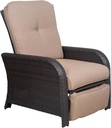 Hanover Strathmere Outdoor Recliner in Tan, Outdoor Recliner Chair for Porch, Deck, Pool, Lounge Chairs for Outside Seating