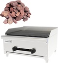 24 Inch Commercial Gas Lava Rock Charbroiler, Stainless Steel Countertop Grill with 2 Burners 56000 BTU, Cast Iron Grates, Restaurant BBQ Broiler, Natural Gas/Propane