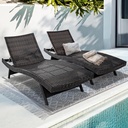 IDZO Katalina Chaise Lounge Set of 2-500lbs Support, UV Wicker, Ergonomic Wave Design, Reclining Backrest, Patio Furniture Set, Multi-Brown