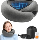 Advanced Memory Foam Neck Travel Pillow, Neck Pillow Airplane with Eye Mask & Ear Plugs, Designed for The Comfort of Travel & Office, Travel Pillow for Plane, Car, Home, Work, Dark Grey